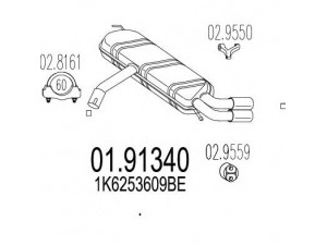 MTS 01.91340 galinis duslintuvas 
 Išmetimo sistema -> Duslintuvas
1K6253609BE
