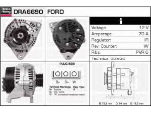 DELCO REMY DRA6690 kintamosios srovės generatorius 
 Elektros įranga -> Kint. sr. generatorius/dalys -> Kintamosios srovės generatorius
5023535, 5026142, 6189556, 91AB10300SA