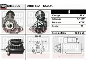 DELCO REMY DRS6290 starteris 
 Elektros įranga -> Starterio sistema -> Starteris
020911023A, 020911023AX, 020911023J