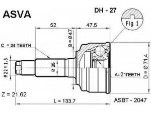 ASVA DH-27 jungčių komplektas, kardaninis velenas 
 Ratų pavara -> Sujungimai/komplektas
43410-97404, 43410-97405, 43420-97403
