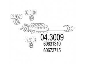 MTS 04.3009 katalizatoriaus keitiklis 
 Išmetimo sistema -> Katalizatoriaus keitiklis
60631310, 60673715, 60631310, 60673715
