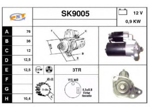 SNRA SK9005 starteris 
 Elektros įranga -> Starterio sistema -> Starteris
020911023H, 020911023T