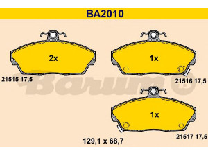 BARUM BA2010 stabdžių trinkelių rinkinys, diskinis stabdys 
 Techninės priežiūros dalys -> Papildomas remontas
45022-S6D-E01, 45022-S6D-E50, 45022-S74-E10