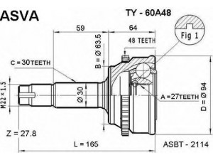 ASVA TY-60A48 jungčių komplektas, kardaninis velenas 
 Ratų pavara -> Sujungimai/komplektas
43420-48070, 43410-28051, 43410-28061