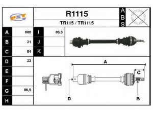 SNRA R1115 kardaninis velenas 
 Ratų pavara -> Kardaninis velenas
7700743076, 7700766298, 7701349740