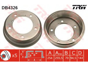 TRW DB4326 stabdžių būgnas 
 Stabdžių sistema -> Būgninis stabdys -> Stabdžių būgnas
5000385526