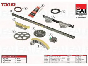 FAI AutoParts TCK162 pavaros grandinės komplektas 
 Variklis -> Variklio uždegimo laiko reguliavimo kontrolė -> Sinchronizavimo grandinė/įtempiklis/kreiptuvas -> Pavaros grandinės komplektas