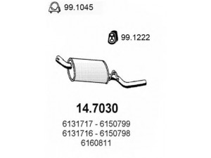ASSO 14.7030 galinis duslintuvas 
 Išmetimo sistema -> Duslintuvas
1496919, 5018641, 5020035, 5022534