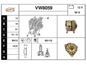 SNRA VW8059 kintamosios srovės generatorius 
 Elektros įranga -> Kint. sr. generatorius/dalys -> Kintamosios srovės generatorius
027903015A, 027903015C, 027903017