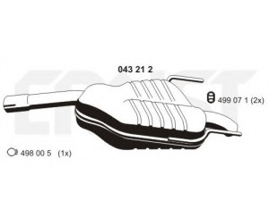 ERNST 043212 galinis duslintuvas 
 Išmetimo sistema -> Duslintuvas
58 52 180, 58 52 242, 24422146