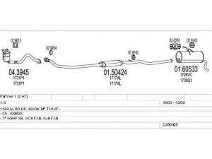 MTS C260425005558 išmetimo sistema 
 Išmetimo sistema -> Išmetimo sistema, visa