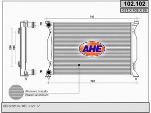 AHE 102.102 radiatorius, variklio aušinimas 
 Aušinimo sistema -> Radiatorius/alyvos aušintuvas -> Radiatorius/dalys
8E0121251A
