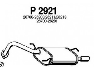 FENNO P2921 galinis duslintuvas 
 Išmetimo sistema -> Duslintuvas
28700-28200, 28700-28201, 28700-28211
