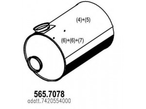 ASSO 565.7078 vidurinis / galinis duslintuvas 
 Išmetimo sistema -> Duslintuvas
7420554000