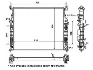 NRF 56074 radiatorius, variklio aušinimas 
 Aušinimo sistema -> Radiatorius/alyvos aušintuvas -> Radiatorius/dalys
2515000003, 2515000103, 2515000303