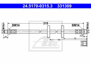 ATE 24.5170-0315.3 stabdžių žarnelė 
 Stabdžių sistema -> Stabdžių žarnelės
110 634, 171 611 701 L, 191 611 701