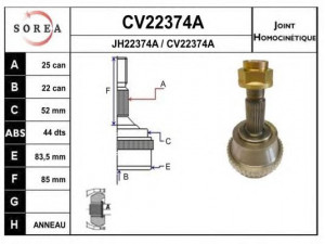 EAI CV22374AK jungčių komplektas, kardaninis velenas 
 Ratų pavara -> Sujungimai/komplektas