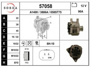 EAI 57058 kintamosios srovės generatorius 
 Elektros įranga -> Kint. sr. generatorius/dalys -> Kintamosios srovės generatorius
5702H0, 5705CT