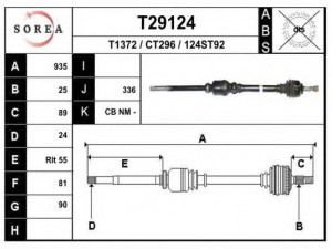 EAI T29124 kardaninis velenas 
 Ratų pavara -> Kardaninis velenas
32738G, 96326879