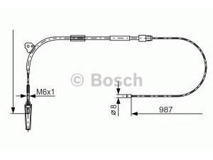 BOSCH 1 987 477 960 trosas, stovėjimo stabdys 
 Stabdžių sistema -> Valdymo svirtys/trosai
168 420 13 85, A 168 420 13 85