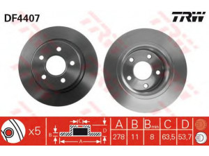 TRW DF4407 stabdžių diskas 
 Stabdžių sistema -> Diskinis stabdys -> Stabdžių diskas
1362867, 1362868, 2T142A315AC, 2T142A315BC