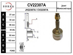 EAI CV22307AK jungčių komplektas, kardaninis velenas 
 Ratų pavara -> Sujungimai/komplektas
