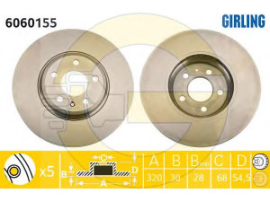 GIRLING 6060155 stabdžių diskas 
 Dviratė transporto priemonės -> Stabdžių sistema -> Stabdžių diskai / priedai
8K0615301A