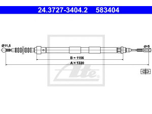 ATE 24.3727-3404.2 trosas, stovėjimo stabdys 
 Stabdžių sistema -> Valdymo svirtys/trosai
7M3 609 701, 7M3 609 701 D, 7M3 609 701