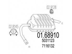 MTS 01.68910 galinis duslintuvas 
 Išmetimo sistema -> Duslintuvas
5031123, 6935296, 7116132