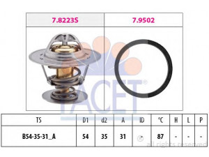 FACET 7.8278 termostatas, aušinimo skystis 
 Aušinimo sistema -> Termostatas/tarpiklis -> Thermostat
SE 021032.221B