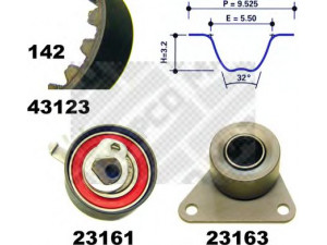 MAPCO 23123 paskirstymo diržo komplektas 
 Techninės priežiūros dalys -> Papildomas remontas
74 38 610 040, 77 01 471 520, 8610040