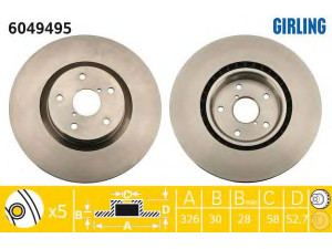 GIRLING 6049495 stabdžių diskas 
 Stabdžių sistema -> Diskinis stabdys -> Stabdžių diskas
26300FE070