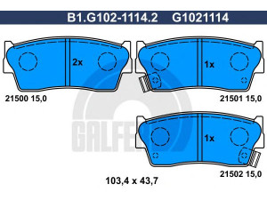 GALFER B1.G102-1114.2 stabdžių trinkelių rinkinys, diskinis stabdys 
 Techninės priežiūros dalys -> Papildomas remontas
55200-60A41, 55200-63810