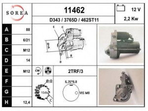 EAI 11462 starteris 
 Elektros įranga -> Starterio sistema -> Starteris
859918400A, S21018400, M2T32071