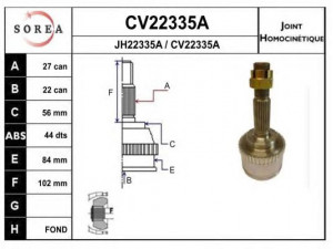 EAI CV22335AK jungčių komplektas, kardaninis velenas 
 Ratų pavara -> Sujungimai/komplektas