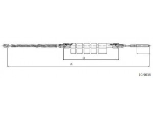 CABOR 10.9038 trosas, stovėjimo stabdys 
 Stabdžių sistema -> Valdymo svirtys/trosai
6U7609721, 6U7609721