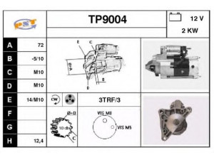 SNRA TP9004 starteris 
 Elektros įranga -> Starterio sistema -> Starteris
M2T80582, M2T84771, 5802G4, 5802L8