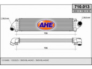 AHE 710.013 tarpinis suslėgto oro aušintuvas, kompresorius 
 Variklis -> Oro tiekimas -> Įkrovos agregatas (turbo/superįkrova) -> Tarpinis suslėgto oro aušintuvas
1316496