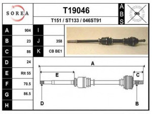 EAI T19046 kardaninis velenas 
 Ratų pavara -> Kardaninis velenas
327346, 979007207R