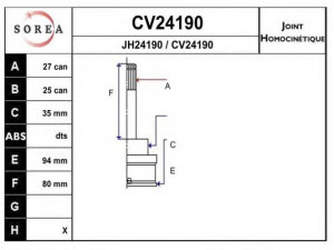 EAI CV24190K jungčių komplektas, kardaninis velenas