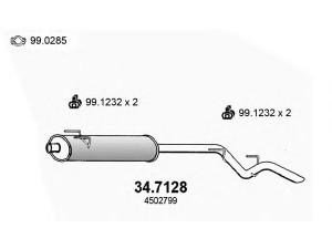 ASSO 34.7128 galinis duslintuvas 
 Išmetimo sistema -> Duslintuvas
4500129, 4502799, 7700302363, 7700314824