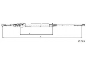 CABOR 10.7625 trosas, stovėjimo stabdys 
 Stabdžių sistema -> Valdymo svirtys/trosai
1T0609721F, 1T0609721G