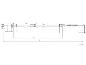 CABOR 12.0702 trosas, stovėjimo stabdys 
 Stabdžių sistema -> Valdymo svirtys/trosai
51708686