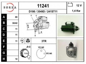 EAI 11241 starteris 
 Elektros įranga -> Starterio sistema -> Starteris
86GB11000GA, 87GB11000CA, 87GB11000CB