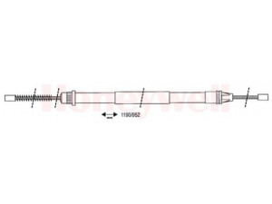 BENDIX 432686B trosas, stovėjimo stabdys 
 Stabdžių sistema -> Valdymo svirtys/trosai
7700823689