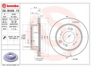 BREMBO 09.B409.10 stabdžių diskas 
 Stabdžių sistema -> Diskinis stabdys -> Stabdžių diskas
584113E500