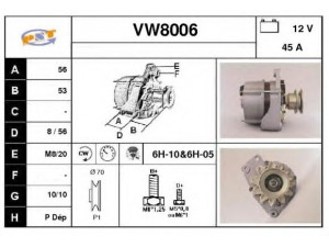 SNRA VW8006 kintamosios srovės generatorius 
 Elektros įranga -> Kint. sr. generatorius/dalys -> Kintamosios srovės generatorius
068903029R, 068903031JX, 06890303IJ