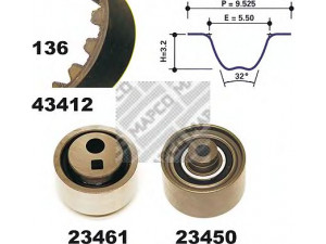 MAPCO 23412 paskirstymo diržo komplektas 
 Techninės priežiūros dalys -> Papildomas remontas
0831 47, 0831 R3, 0831 T2, 0831.46