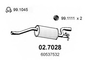 ASSO 02.7028 galinis duslintuvas 
 Išmetimo sistema -> Duslintuvas
60537532, 60537676