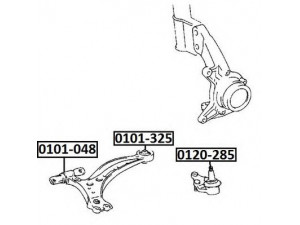 ASVA 0101-048 valdymo svirties/išilginių svirčių įvorė 
 Ašies montavimas/vairavimo mechanizmas/ratai -> Valdymo svirtis/pasukamosios svirties sujungimas -> Montavimas/sutvirtinimas
48068-33010, 48068-33020, 48069-48010